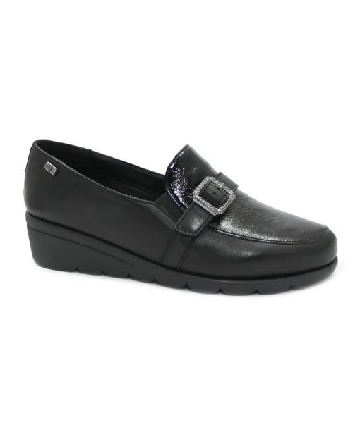 VALLEVERDE VS10308A black nero scarpe donna elastici zeppetta fibbia