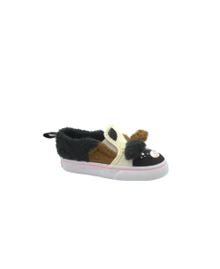 VANS ASHER DJBW1 cat multi white scarpe bambina sneakers slip on elastici + strappo