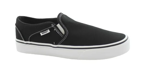 VANS ASHER QM1871 black white nero scarpe donna sneakers slip on elastico