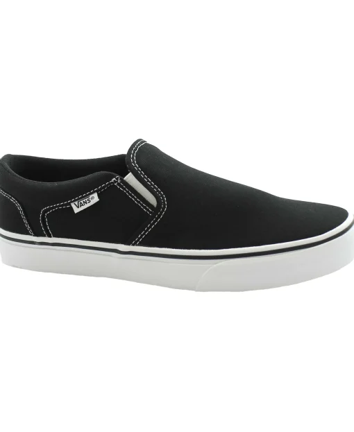 VANS ASHER SEQ1871 nero bianco scarpe uomo sneakers tessuto slip on