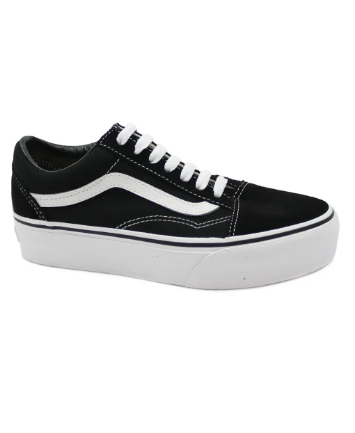 VANS OLD SKOOL PLATFORM A3B3UY black white nero scarpe ragazza sneakers lacci tessuto