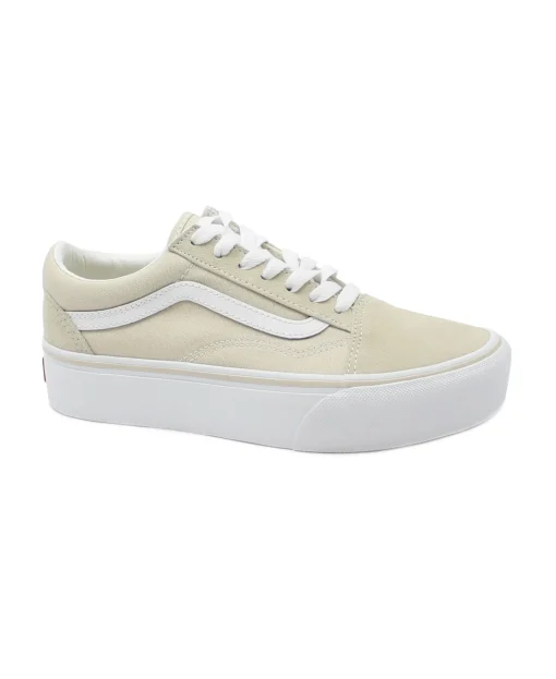 VANS OLD SKOOL PLATFORM RGJ921 rainy day beige scarpe ragazza sneakers lacci tessuto