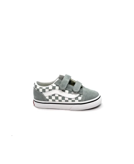 VANS OLD SKOOL V RCEPO1 color theory checkerboard azzurro verde bambino sneakers strappi scacchi