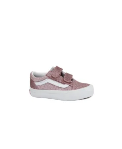 VANS OLD SKOOL V YDFSL1 rose gold glitter scarpe bambina sneakers strappi