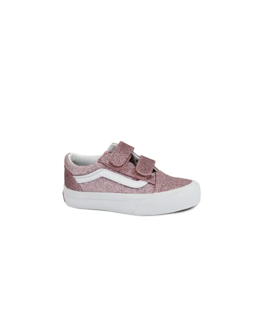 VANS OLD SKOOL V YDFSL1 rose gold glitter scarpe bambina sneakers strappi