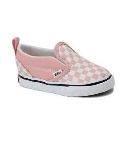 VANS SLIP-ON V BS99H1 powder pin rosa scacchi scarpe bambina sneakers slip on elastico