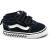 VANS WARD MID YXLKZ1 blu bianco scacchi scarpe bambino sneakers strappi suede canvas unisex