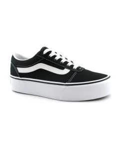 VANS WARD PLATFORM LC1871 black white nero scarpe donna sneakers lacci tessuto