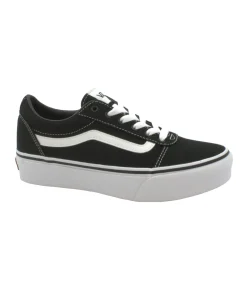VANS WARD PLATFORM UV1871 black white nero scarpe ragazza sneakers lacci tessuto